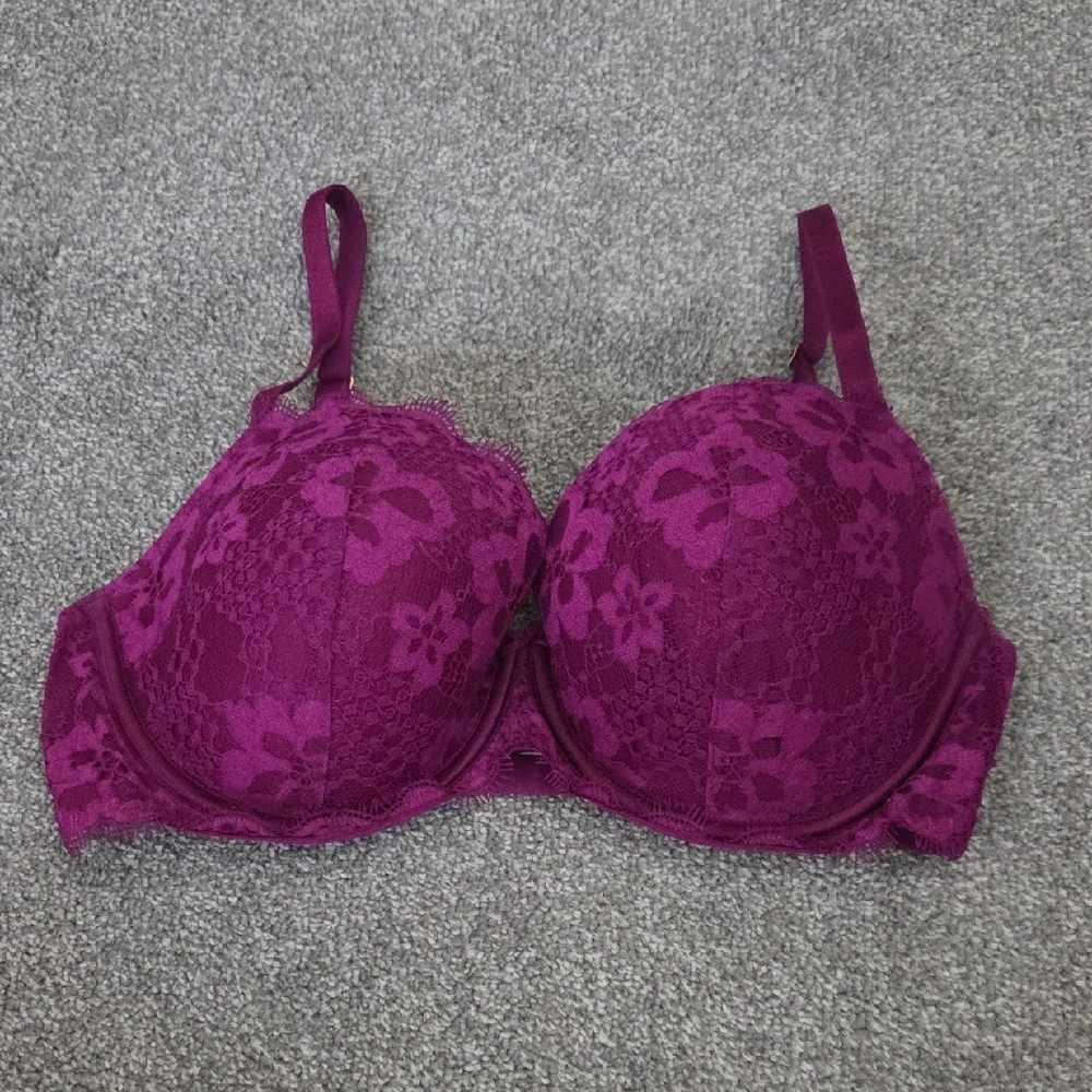 Victoria's Secret Magenta Floral Lace Bra